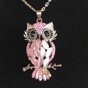 🦉 Handmade Owl Necklace Pendant Pink New